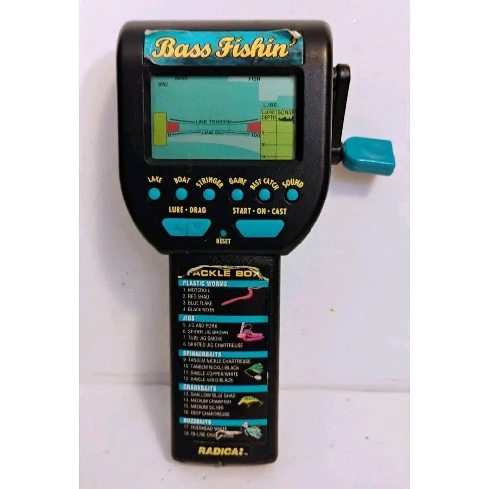 Vintage 1996 Radica Bass Fishin Handheld Electronic Fishing Game Model 3732 Work